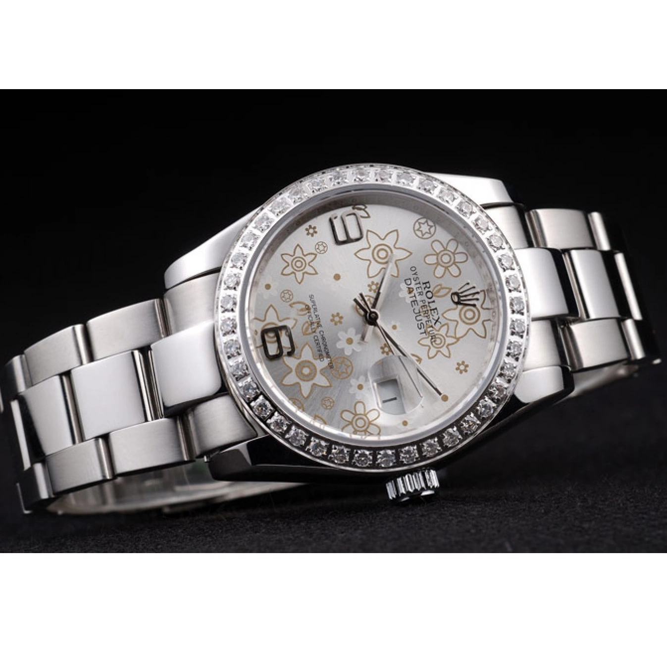 Aaa replica watch Silver Steel Plated Datejust Polished Rolex Flowers Stainless 98081 Dial Diamond 0630